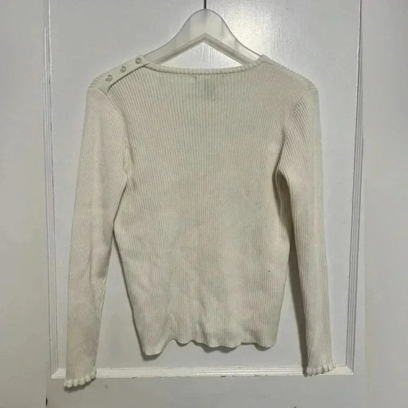 Lands’ End Kids Cat Pullover Cream Knit Sweater Size 16 XL - Picture 3 of 3